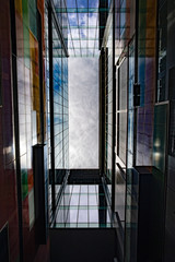 Architectural details of buildings and facades with sky views