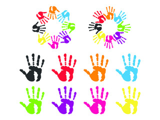 hands paint various colors vector illustration
