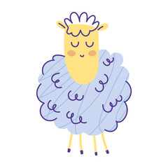 Fototapeta premium sheep view animal cartoon doodle color on white background