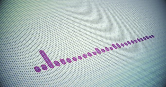 Waves waveform on a computer screen display spectogram view sound audio spectrum animation