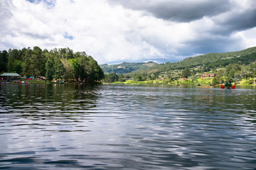Fototapeta na wymiar Lake in the Los Salados natural park in Antioquia Colombia