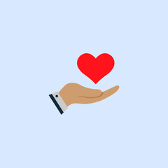 Heart love in hand icon. vector symbol on white