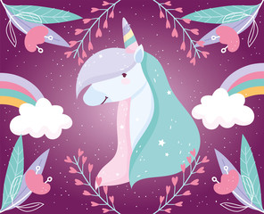 unicorn rainbows flowers fantasy magic cute cartoon
