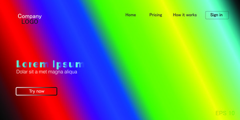 Landing page background with rainbow color composition. Vector illustration