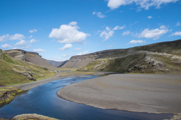 River Nordari Ofaera in Eldgja in Iceland
