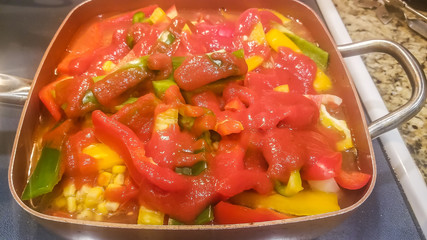 Chicken Vegetable Soup Prep: Step six of Chicken vegetable soup preparation in raw state in pot.