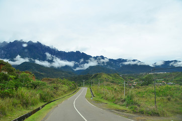 The majestic view of Mount Kinabalu from Kundasang. Its one of the highest mountains in South East Asia standing at 4095.2 metres.