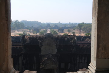 view of main ancient angkor wat temple, tourist attraction, tour tourism in cambodia