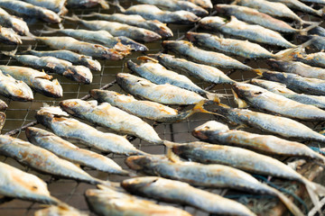 Salted mackerel in the sun.