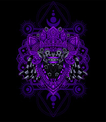 barong head with sacred geometry background 