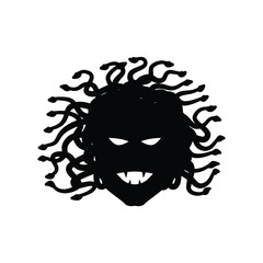 Medusa head with snakes silhouette vector