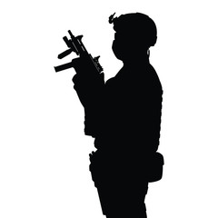 Commando special force with weapon silhouette vector