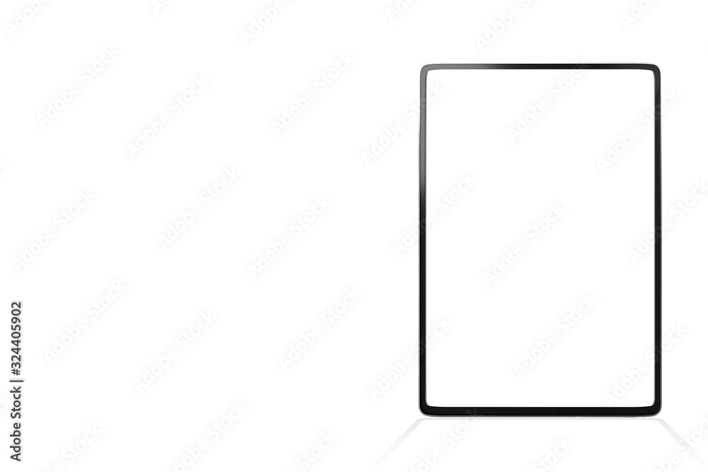 Poster Digital tablet large full screen smart slim edge mock up background with copy space and Clipping path on blank screen easy replace you design .isolate on white background