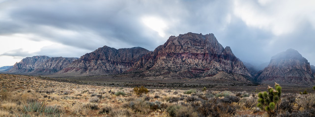 Beautiful stormy skies over Red Rock Canyon in Las Vegas, NV