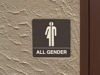Gender neutral restroom sign that says, ALL GENDER. 