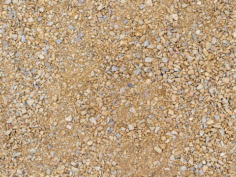 Seamless texture beige gravel. Ground surface road work. Landscape design