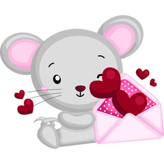 little mouse holding a love letter