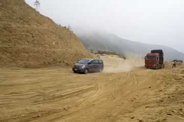 Fototapeta na wymiar dirty road in north of Laos