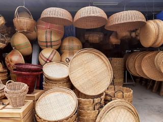 shopping with Thailand local basketwork shop 