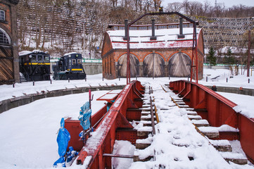 Naklejka premium 保存されている転車台とレンガ車庫