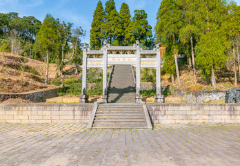 Fototapeta premium Temple Architecture in Mount Taimu, Ningde, Fujian Province, China