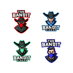 collection of bandit character logo icon design cartoon