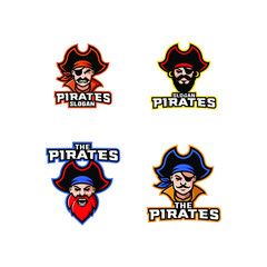 collection of captain pirate character logo icon design cartoon