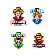 collection of south america farmer character logo icon design cartoon