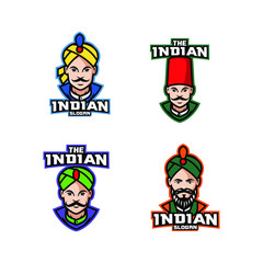 collection of Indian chef character logo icon design cartoon