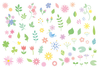 花や葉っぱのイラストセット