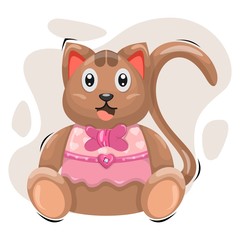 CUTE CAT WITH DRESS CARTOON VECTOR