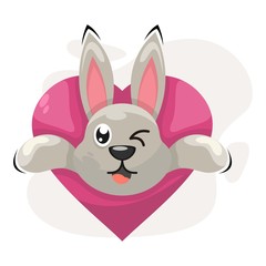 CUTE RABBIT WITH LOVE CARTOON VECTOR