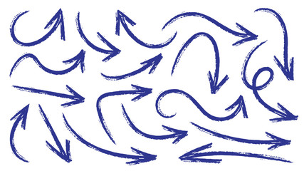 Arrows hand drawn doodle vector set. Sketch arrow design for application, banner, print screen, pen marks, map and typography design guide line.