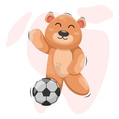 CUTE BEAR PLAY SOCCER CARTOON VECTOR