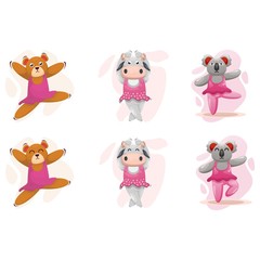 CUTE ANIMAL DANCING CARTOON VECTOR