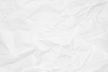 White crumpled paper texture background. Clean white paper. Top view.