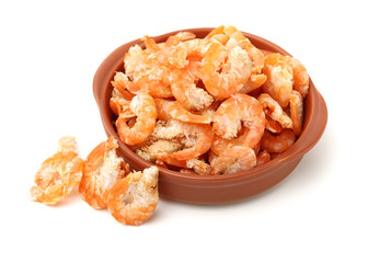 dried shrimp on white background 