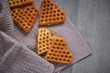 Home-made cookies lying on a towel