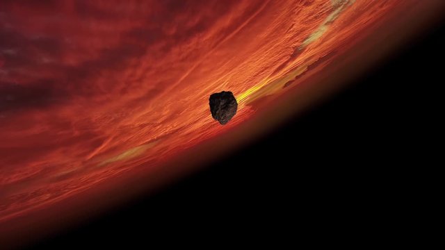 Red Planet with Asteroid Approaching 