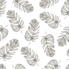 Seamless pattern with hand drawn leaves.