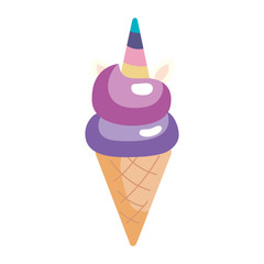 cute unicorn ice cream isolated icon vector illustration design
