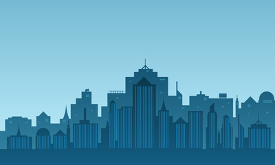 Fototapeta premium City silhouette with many tall buildings in the morning