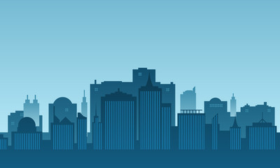 Naklejka premium Silhouette of a city with a morning atmosphere