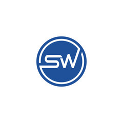 modern line  sw letter with circle concept logo design inspiration