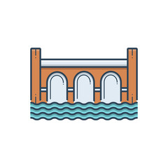 Color illustration icon for bridge 