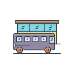 Color illustration icon for bus stop 