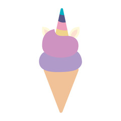 cute unicorn ice cream isolated icon vector illustration design