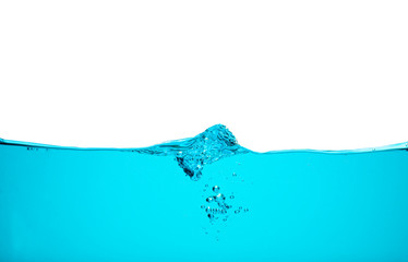 closed up of beautiful curve and nice bubble of drinking water isolated on white background