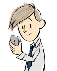 スマホを持つ男性・２