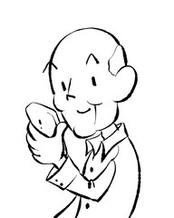 スマホを持つおじいちゃん・モノクロ